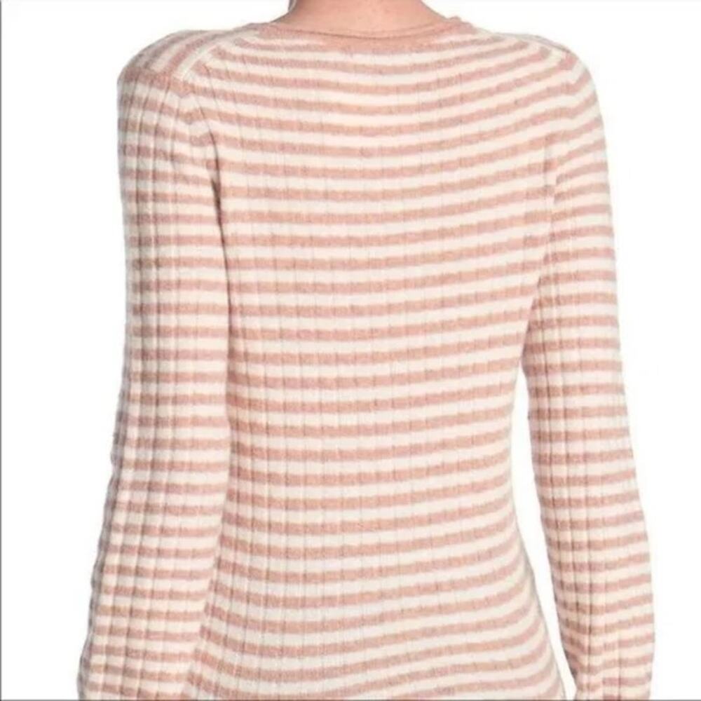 Madewell Women's Sweater Large Heather Carnation Stripe NEW Scoop Boat Neck - Picture 2 of 5
